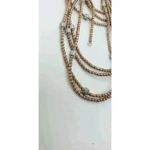 Lisa Robertson 18k Gold On 925 Sterling Silver Necklace Rhinestone Beads Long - Picture 3 of 15